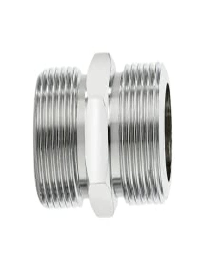 KINIK CP Brass Hex Nipple 3/8 Inch to 3/8 Inch Male Threaded | Chrome Finish Pipe Connector | Pack of 2 - Image 4